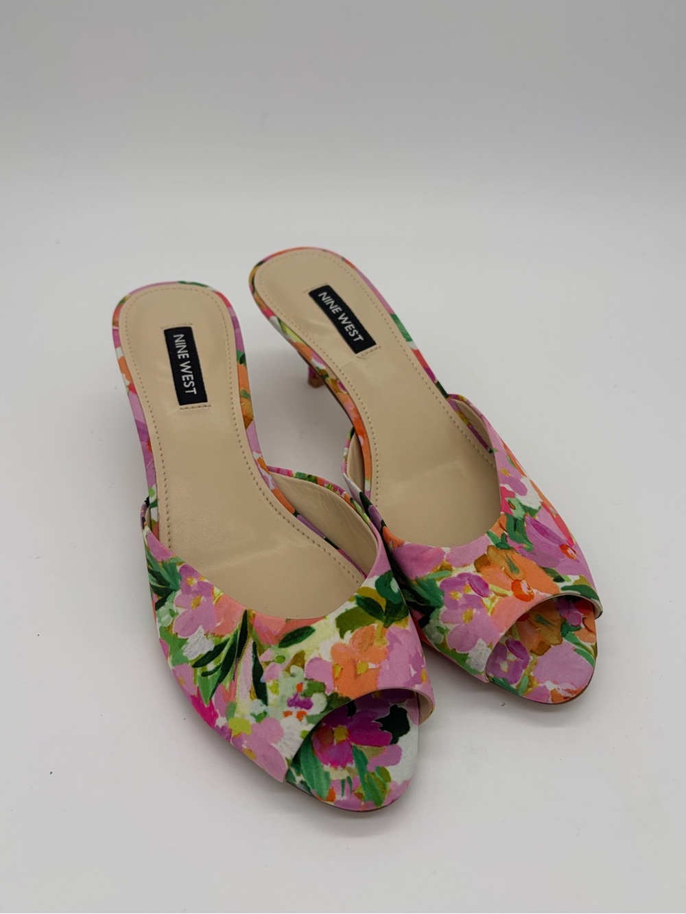 Nine West Pink Floral Open-Toe Mules